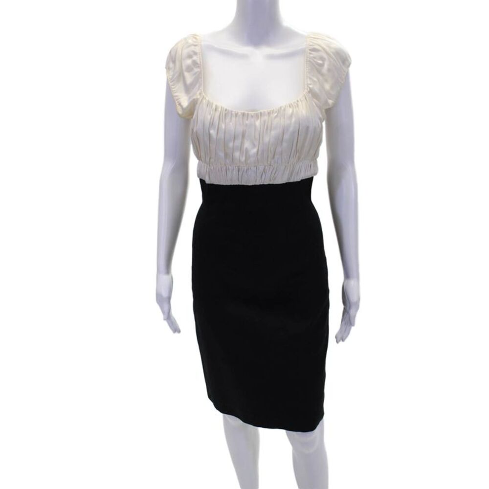 Maria Bianca Nero Womens Sleeveless Square Neck Colorblock Pencil Dress Black Si